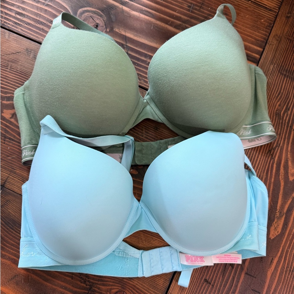 Victoria's Secret Green and Blue T-Shirt Bras Molded Cup